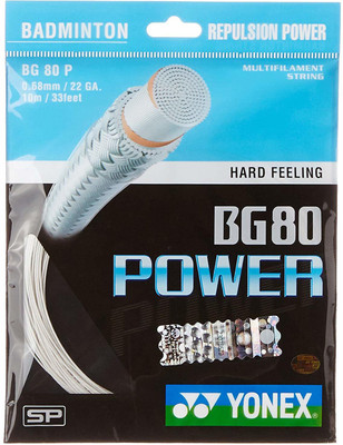 YONEX BG 80 Power White 0.68 Badminton String - 10 m(White)