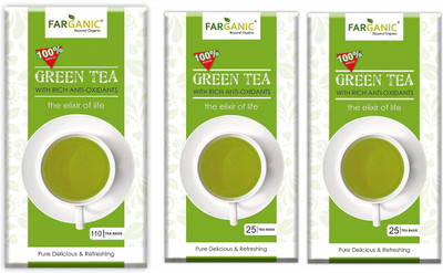 

FARGANIC Buy Pack Of 3 Plain Green Tea 160 Tea Bags Green Tea Bags(160 Bags, Box)