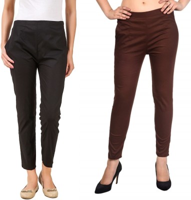 SriSaras Regular Fit, Relaxed Women Brown, Black Trousers