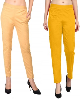 SriSaras Regular Fit, Relaxed Women Gold, Beige Trousers