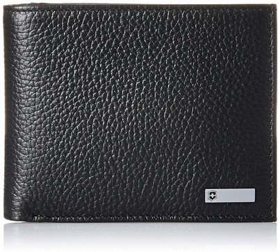 

Victorinox Men Black Genuine Leather Wallet(8 Card Slots), Pebbled leather