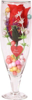 New Raipuria Light Valtntine day spacial gift Clear Rose Artificial Flower with Pot(6 inch, Pack of 1)