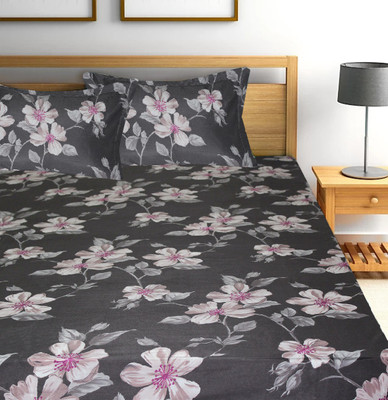 Flipkart SmartBuy 120 TC Microfiber Double Printed Flat Bedsheet(Pack of 1, Grey)
