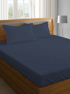 Pizuna 400 TC Cotton Queen Solid Flat Bedsheet(Pack of 1, Dark Blue)
