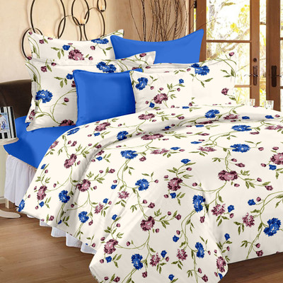 

Ahmedabad Cotton 144 TC Cotton Double Floral Bedsheet(Pack of 1, Beige, Blue, Green)