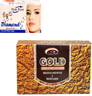 

Pink Root GOLD KIT 83GM WITH DIAMOND BLEACH 50GM(Set of 2)