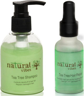 

Natural Vibes ~ Ayurvedic Anti dandruff and Hair fall treatment ~ with 1 Tea Tree hair repair serum 30 ml and 1 Tea Tree shampoo 150 ml(Set of 2)