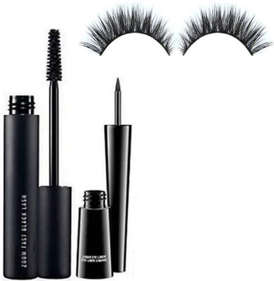 

BBMENOW Waterproof GEL MASCARA and GEL EYELINER COMBO IN BLACK COLOUR FOR ALL WOMENS (Set of 2) 10 ml (black) 10 ml (JET BLACK) WITH EYELASHES`(Set of 3)