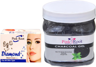 

Pink Root CHARCOAL GEL 500GM WITH DIAMOND BLEACH 50GM(Set of 2)