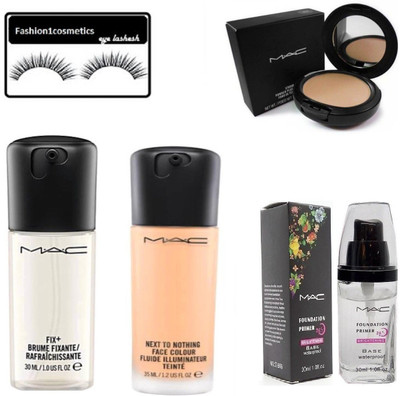 

FASHION1COSMETICS Face foundation primer,foundation,fix+brume fixnate,compact with eyelashes(Set of 5)