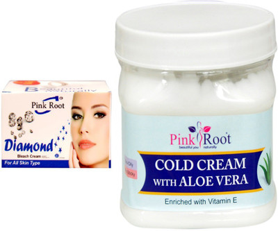 

Pink Root COLD CREAM 500GM WITH DIAMOND BLEACH 50GM(Set of 2)