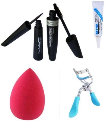 RTB Combo of Mascara,Eyeliner,Glue,Beauty Blender,Eyelash Curler(5 Items in the set)