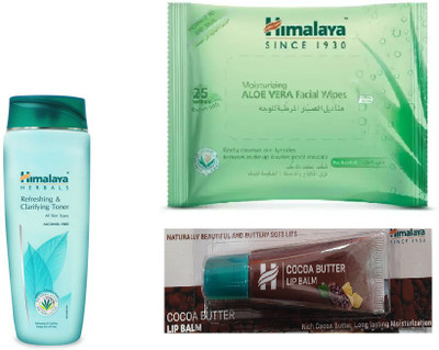 

Himalaya Refreshing Clarifying Toner, Aloe Vera Facial Wipes, Cocoa Butter Lip Balm(Set of 3)