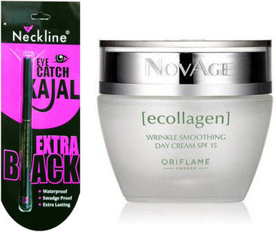 

Neckline kajal with NovAge Ecollagen Wrinkle Smoothing Day Cream SPF 15 (50 ml) [set2](Set of 2)