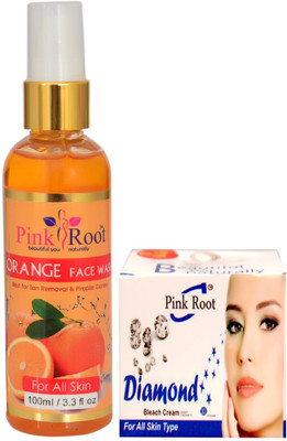 

Pink Root ORANGE FACE WASH 100ML WITH DIAMOND BLEACH 50GM(Set of 2)