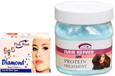 

Pink Root HAIR SPA CREAM 500GM WITH DIAMOND BLEACH 50GM(Set of 2)