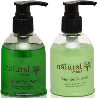 

Natural Vibes ~ Ayurvedic Tea Tree Face Wash and Shampoo everyday treatment ~ with 1 Tea Tree shampoo 150 ml and 1 Tea Tree face wash 150 ml(Set of 2)