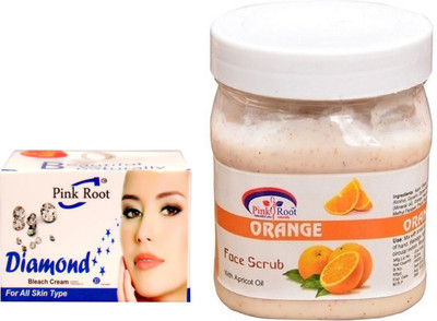 

Pink Root ORANGE SCRUB 500GM WITH DIAMOND BLEACH 50GM(Set of 2)
