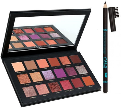 

Huda Beauty Liquid Mattee 20 colors Eye shadow Palette with Eyebrow Pencil(Set of 2)