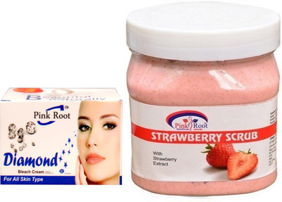 

Pink Root STRAWBERRY SCRUB 500GM WITH DIAMOND BLEACH 50GM(Set of 2)