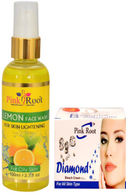 

Pink Root LEMON FACE WASH 100ML WITH DIAMOND BLEACH 50GM(Set of 2)