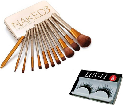 

LUV-LI PROFESSIONAL 12 PC MAKEUP BRUSH SET, 1 PAIR EYELASH(Set of 2)