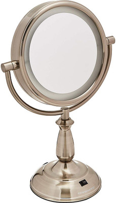 

Ovente LED Lighted Tabletop Makeup Mirror, 1x/10 Magnification, 7.5 Inch, Nickel Brushed