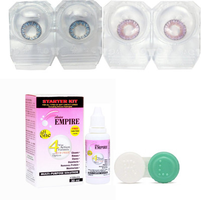 

CHOICE EMPIRE Dark Blue-Voilet Colored Contact Lens 2 Pair with case and solution (0 Power) Monthly Contact Lens(0, Deep Blue,Violet, Pack of 3)