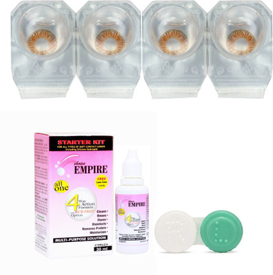 

CHOICE EMPIRE Honey 2 Pair Colored Contact Lens with case and solution (0 Power) Monthly Contact Lens(0, Honey,Honey, Pack of 3)