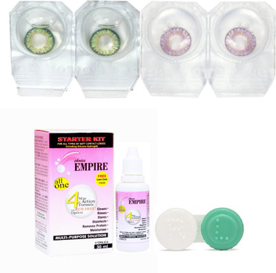 

CHOICE EMPIRE Dark Green-Voilet Colored Contact Lens 2 Pair with case and solution (0 Power) Monthly Contact Lens(0, Dark Green,Violet, Pack of 3)