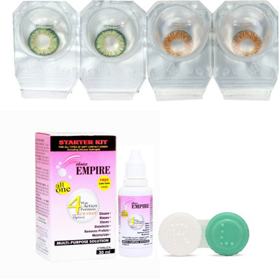 

CHOICE EMPIRE Dark Green-Honey Colored Contact Lens 2 Pair with case and solution (0 Power) Monthly Contact Lens(0, Dark Green,Honey, Pack of 3)