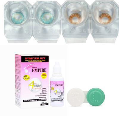 

CHOICE EMPIRE Aqua-Honey Colored Contact Lens 2 Pair with case and solution (0 Power) Monthly Contact Lens(0, Aqua,Honey, Pack of 3)