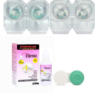 

CHOICE EMPIRE Aqua-Light Blue Colored Contact Lens 2 Pair with case and solution (0 Power) Monthly Contact Lens(0, Aqua,Light Blue, Pack of 3)