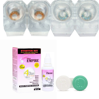 

CHOICE EMPIRE Honey-Light Blue Colored Contact Lens 2 Pair with case and solution (0 Power) Monthly Contact Lens(0, Honey,Light Blue, Pack of 3)