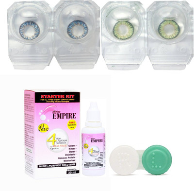 

CHOICE EMPIRE Dark Blue-Green Colored Contact Lens 2 Pair with case and solution (0 Power) Monthly Contact Lens(0, Deep Blue,Green, Pack of 3)