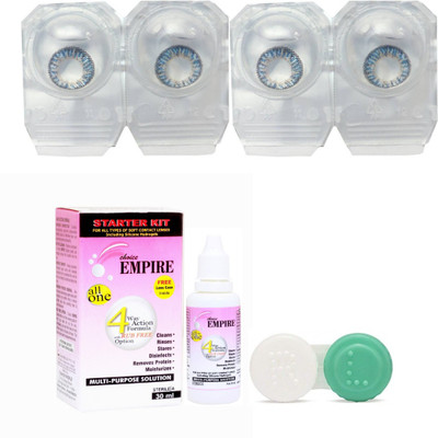 

CHOICE EMPIRE Dark Blue 2 Pair Colored Contact Lens with case and solution (0 Power) Monthly Contact Lens(0, Deep Blue,Deep Blue, Pack of 3)
