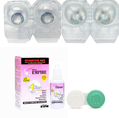 

CHOICE EMPIRE Dark Blue-Light Blue Colored Contact Lens 2 Pair with case and solution (0 Power) Monthly Contact Lens(0, Deep Blue,Light Blue, Pack of 3)