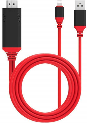 

A3sprime 8Pin Lighting to HDMI Cable HDMI Cable(Compatible with for iPhone X/8/7/6 Plus, iPad, iPod, Red, Sync and Charge Cable)