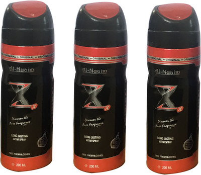 

Al Nuaim X (PACK OF 3) Body Spray - For Men & Women(200 ml, Pack of 3)
