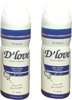 

Al Nuaim D'LOVE (PACK OF 2) Body Spray - For Men & Women(200 ml, Pack of 2)