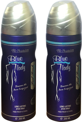 

Al Nuaim BLUE LADY (PACK OF 2) Body Spray - For Men & Women(200 ml, Pack of 2)