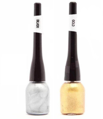 

BeautyQua Shimmer Glittery Colored Eyeliner set of 2 ( Golden + Silver ) High Quality Liquid Eyeliner 4 ml(Multi)