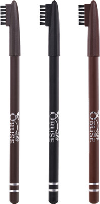 

Obuse Long Lasting Waterproof Eyebrow Pencil Pack of 3 Colors(Dark Brown, Black, Light Brown)