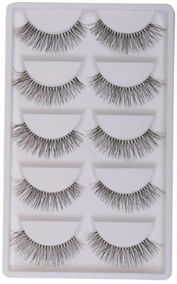 

Futurekart Handmade Natural False Eyelashes Messy Cross Eye Lashes White Stem - 5 Pairs(Pack of 5)