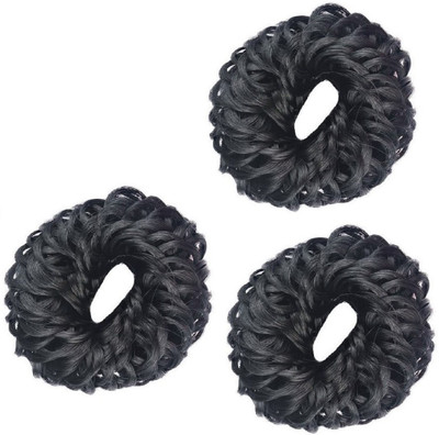 S R Enterprises hair rubber curly juda bun [pack of 3 pcs] Hair Accessory Set(Black)