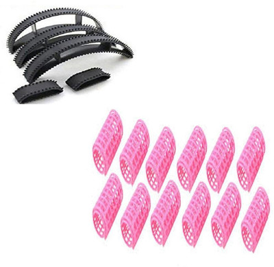 

S R Enterprises hair bumpits anad roller curler [pack of 17 pcs ] Hair Accessory Set(Pink, Black)