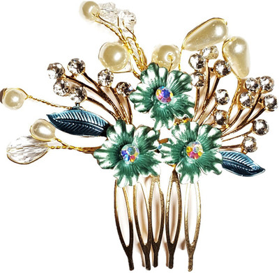 

Utopian Enamel and Crystal Comb Hair Claw(Green, Turquoise, Gold, White)