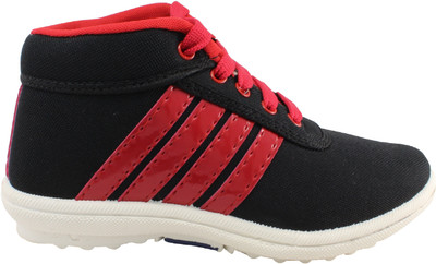 

YANSHU Boys & Girls Lace Sneakers(Black, Red and black