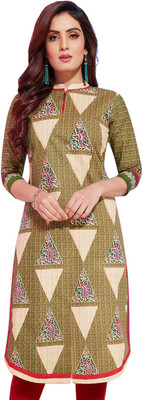 Jevi Prints Women Printed Straight Kurta(Green)