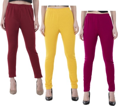 Indistar Ankle Length  Ethnic Wear Legging(Maroon, Pink, Yellow, Solid)